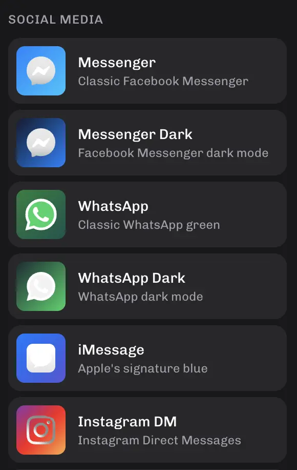 Social media theme presets