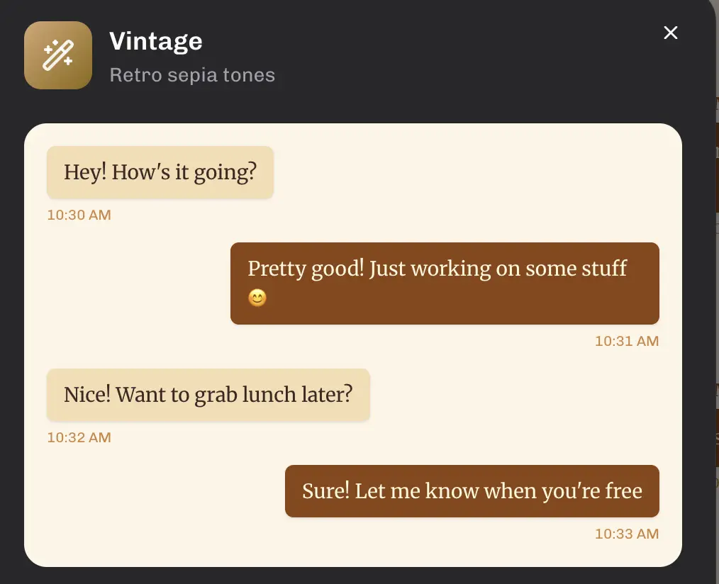 Theme preview with live chat
